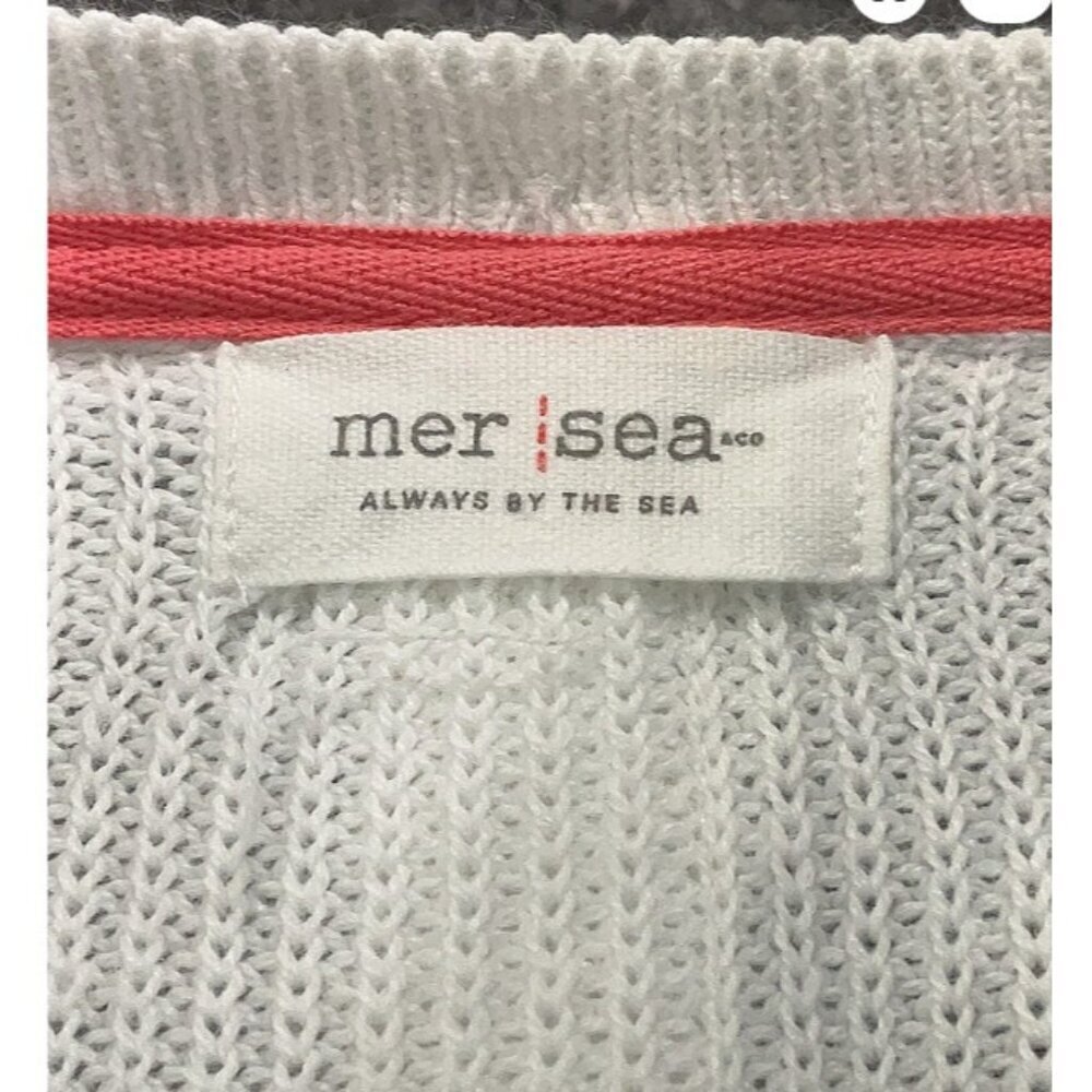 Mer Sea & Co Sweater Women's White Boxy Knit Mersea Mer-Sea Coastal Beach Nights - Picture 5 of 11